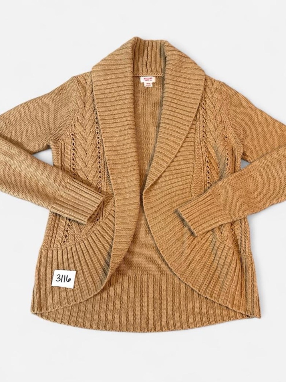 Mossimo Supply Co. Shawl Collar Cable Knit Cardigan - Camel/Tan